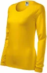 Camiseta ajustada de mujer con mangas largas., amarillo