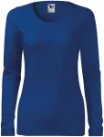 Camiseta ajustada de mujer con mangas largas., azul real