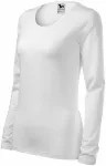 Camiseta ajustada de mujer con mangas largas., blanco