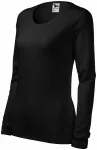 Camiseta ajustada de mujer con mangas largas., negro