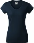 Camiseta ajustada para mujer con escote en V, azul oscuro