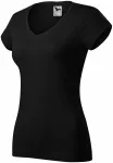 Camiseta ajustada para mujer con escote en V, negro Camiseta ajustada para mujer con escote en V, negro