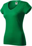 Camiseta ajustada para mujer con escote en V, pasto verde
