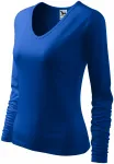 Camiseta ajustada para mujer, escote en V, azul real