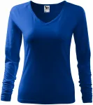 Camiseta ajustada para mujer, escote en V, azul real