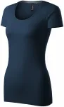 Camiseta de mujer con costuras decorativas, azul oscuro