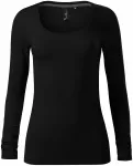 Camiseta de mujer con mangas largas y escote más profundo., negro