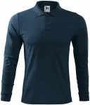 Polo de manga larga para hombre, azul oscuro